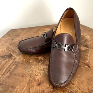 Salvatore Ferragamo Men's Brown Leather Loafers Sz 9